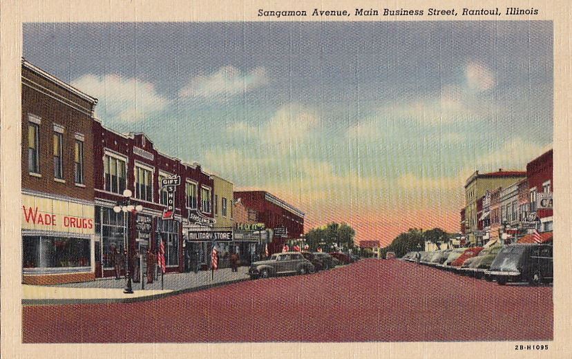 Postcard Sangamon Avenue Main Business St Rantoul IL
