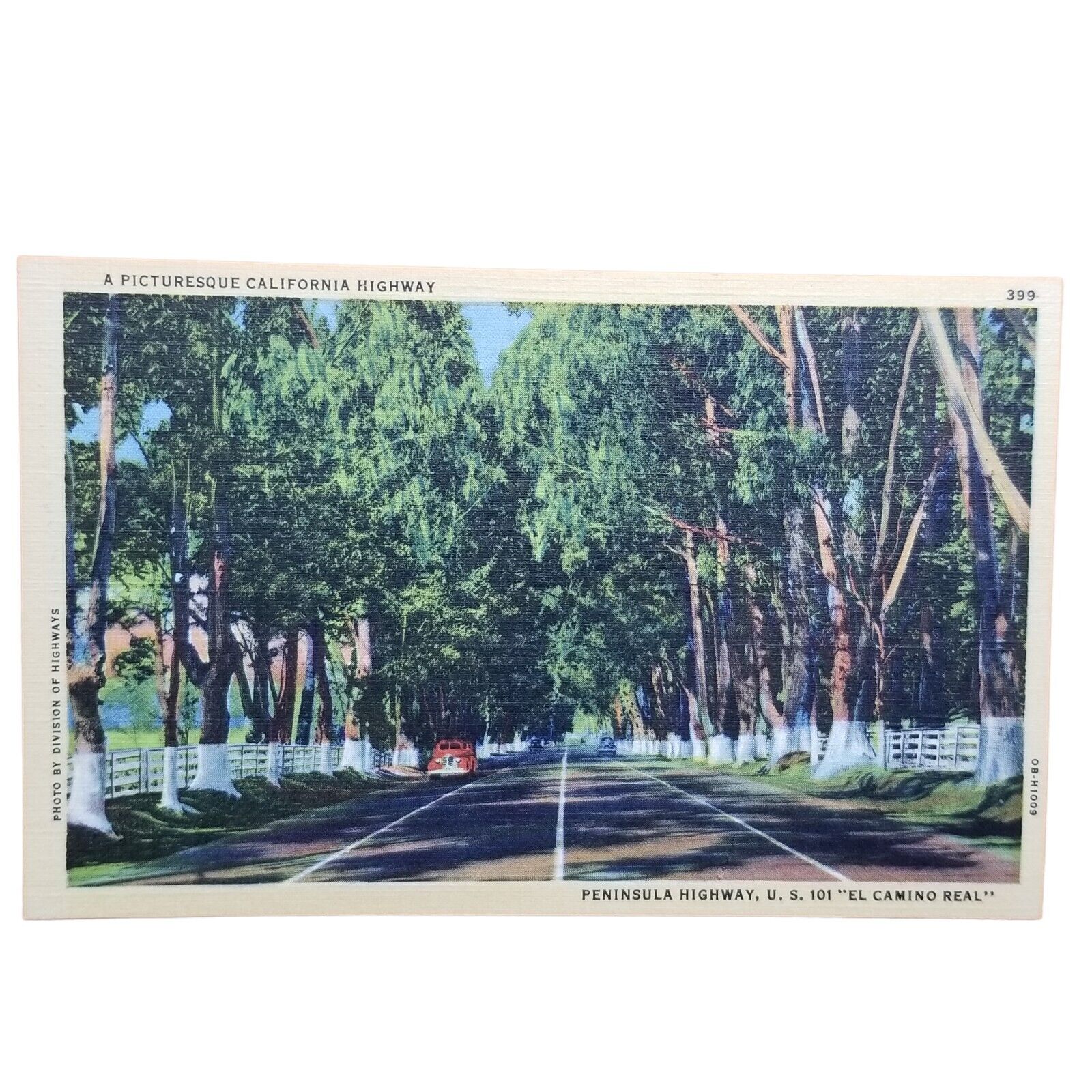 Peninsula Highway U.S. 101 El Camino Real California CA Teich Postcard Vtg Linen