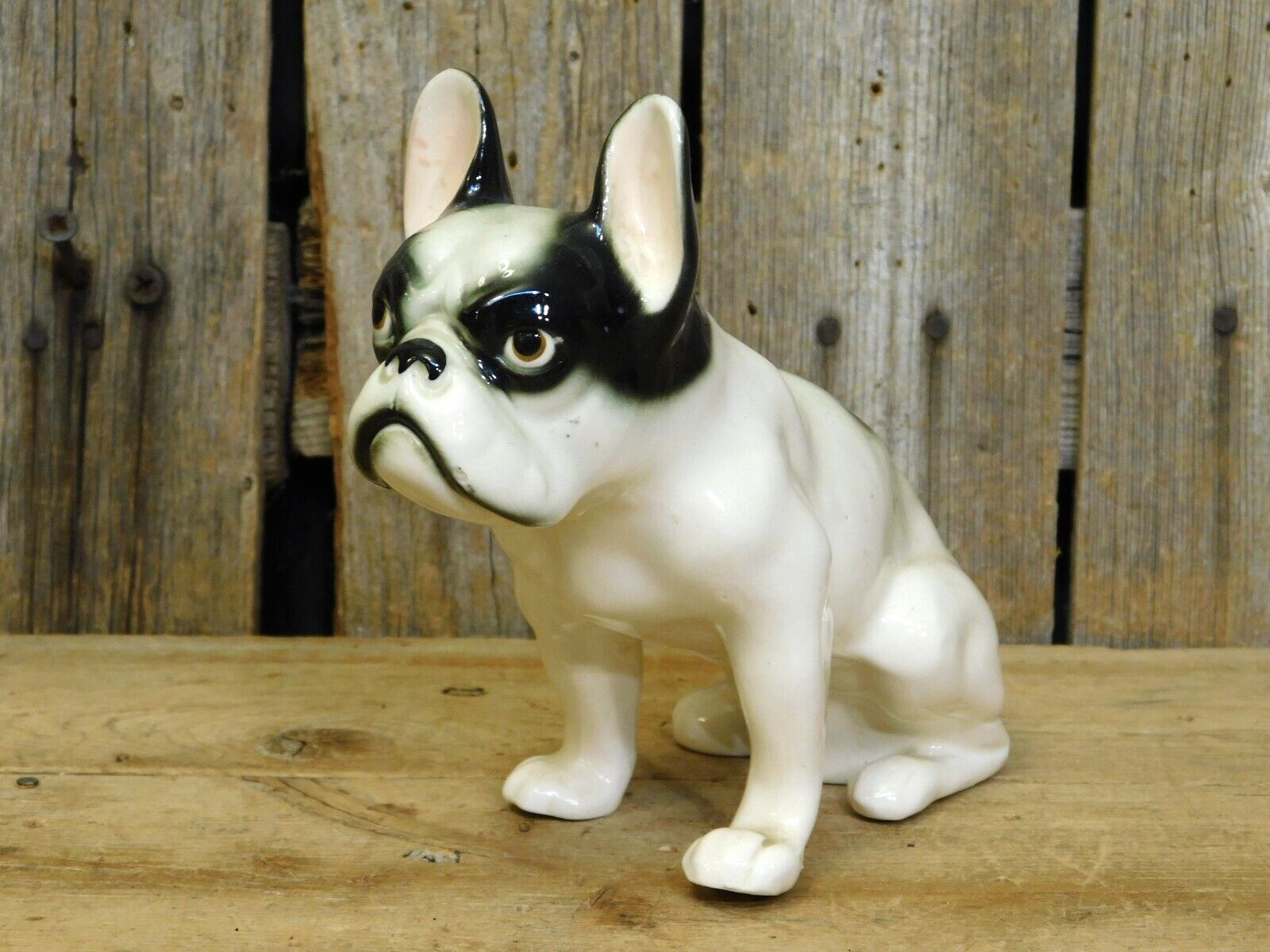 Antique Vtg Porcelain Frenchie French Bulldog Bull Dog Statue RARE