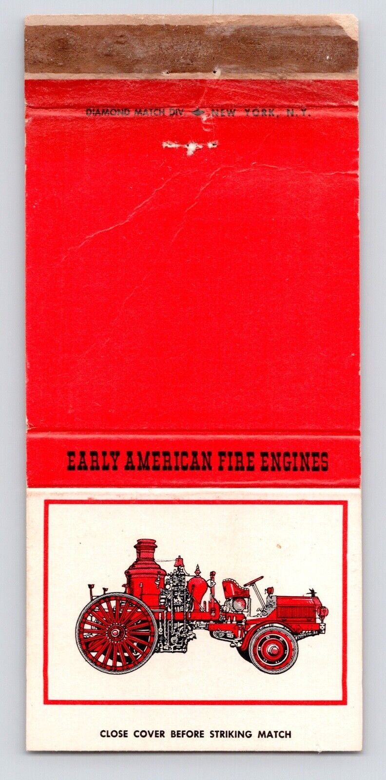 c1970s Early American Fire Engines Steam Wagon No 2 Vintage Matchbook Cover