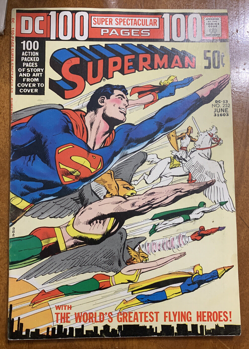 DC SUPERMAN #252 (1972) Reprints, Neal Adams Wraparound Cover, Dr. Fate, Hawkman