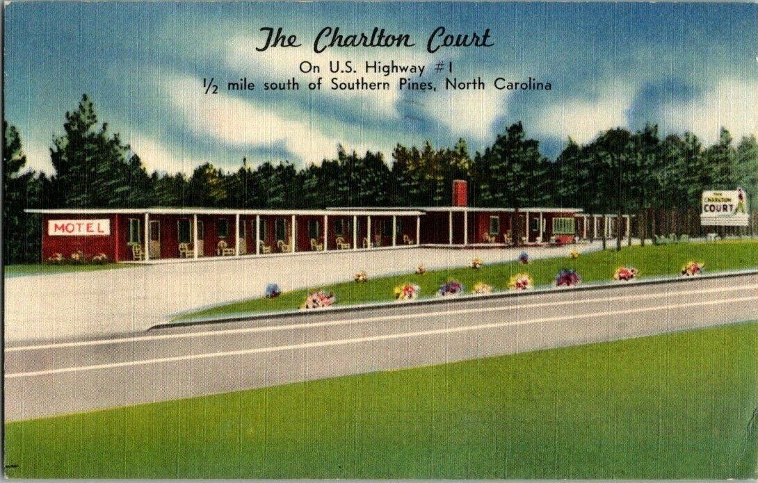 1952. THE CHARLTON COURT. SOUTHERN PINES,NC. POSTCARD T28