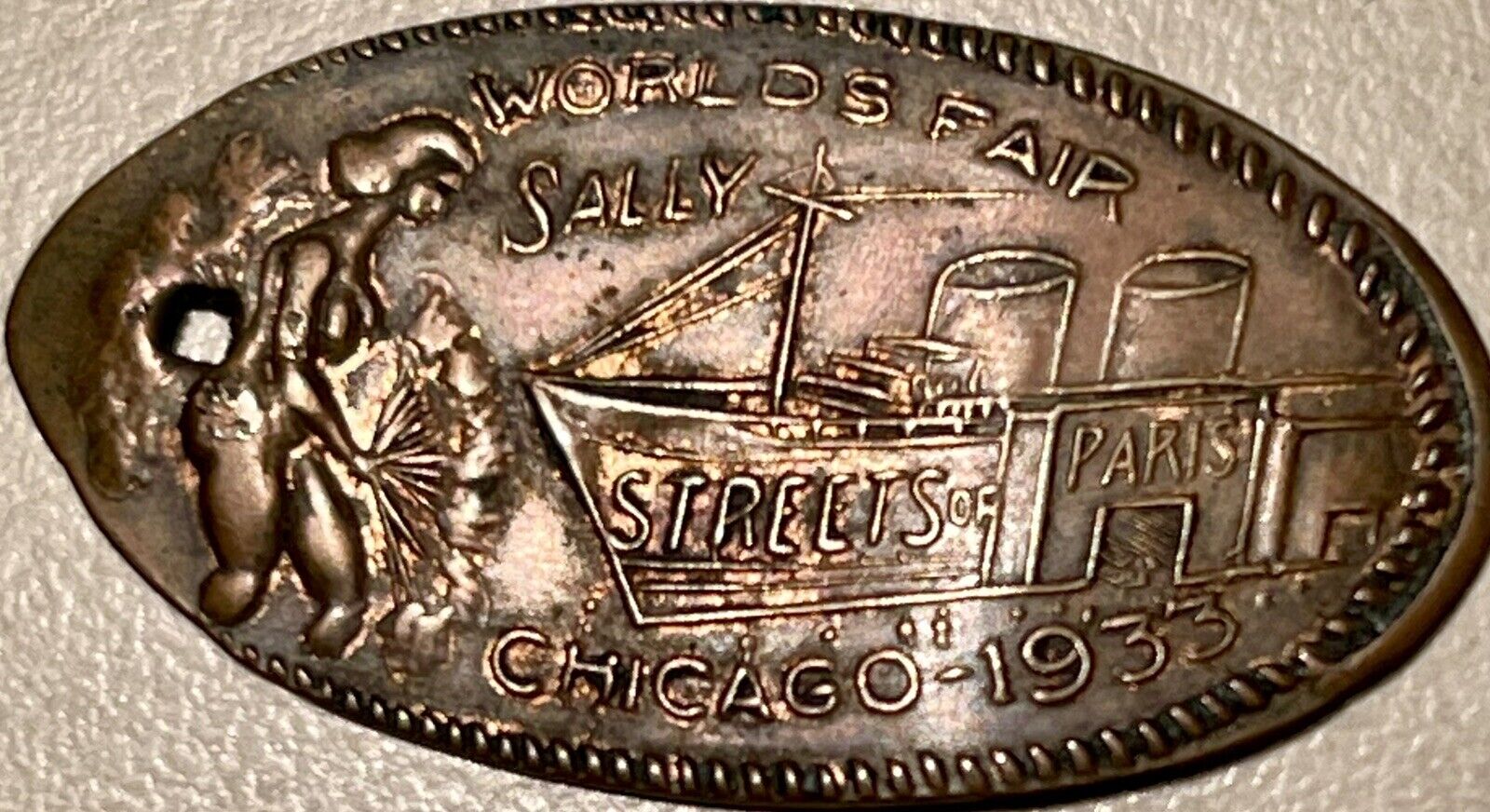 1933 Chicago World\'s Fair - Elongated Cent - SALLY RAND Fan Lady