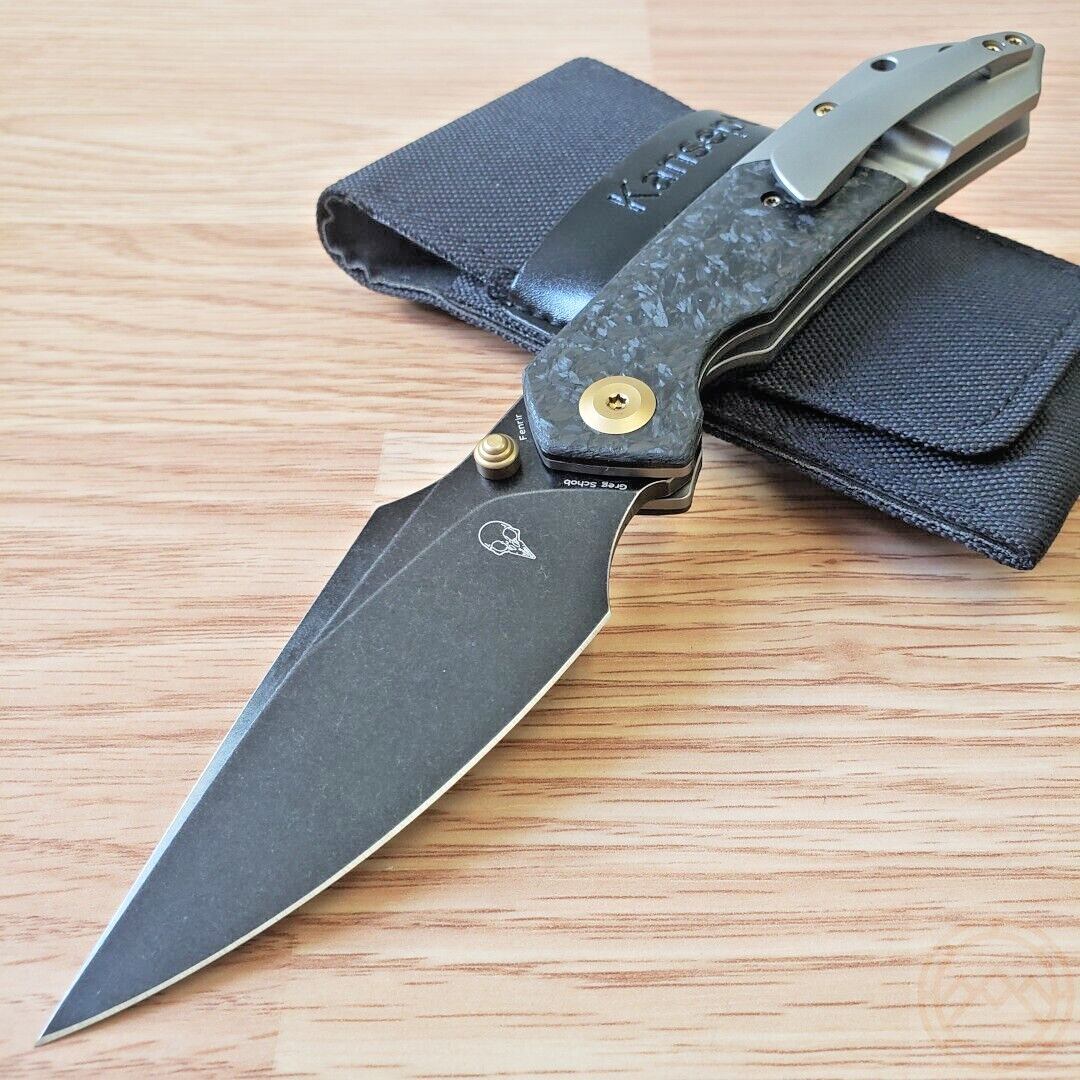 Kansept Knives Left-Hand Folding Knife 3.5 CPM S35VN Blade Titanium Carbon Fiber
