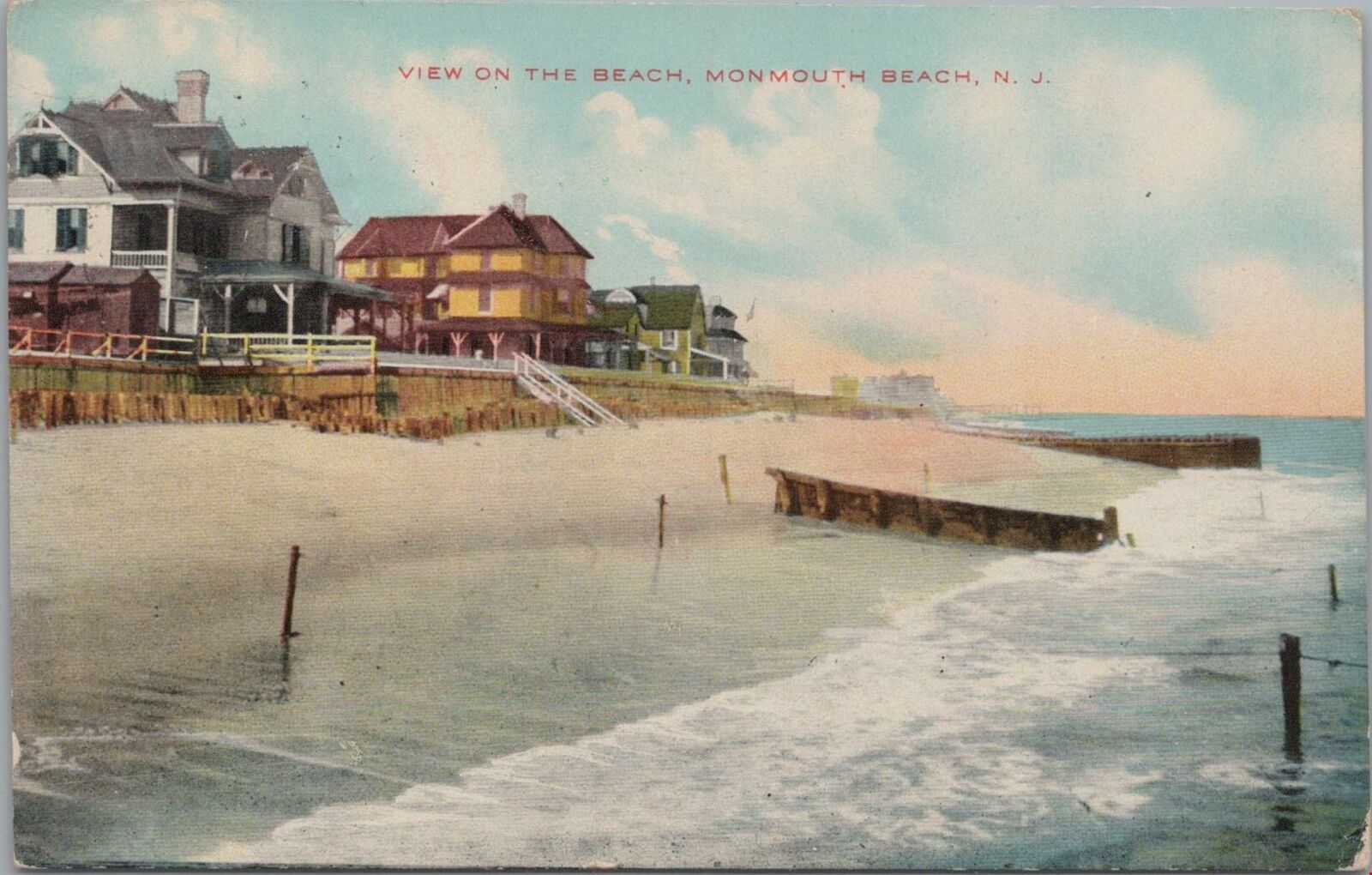 Postcard View on the Beach Monmouth Beach NJ 1910
