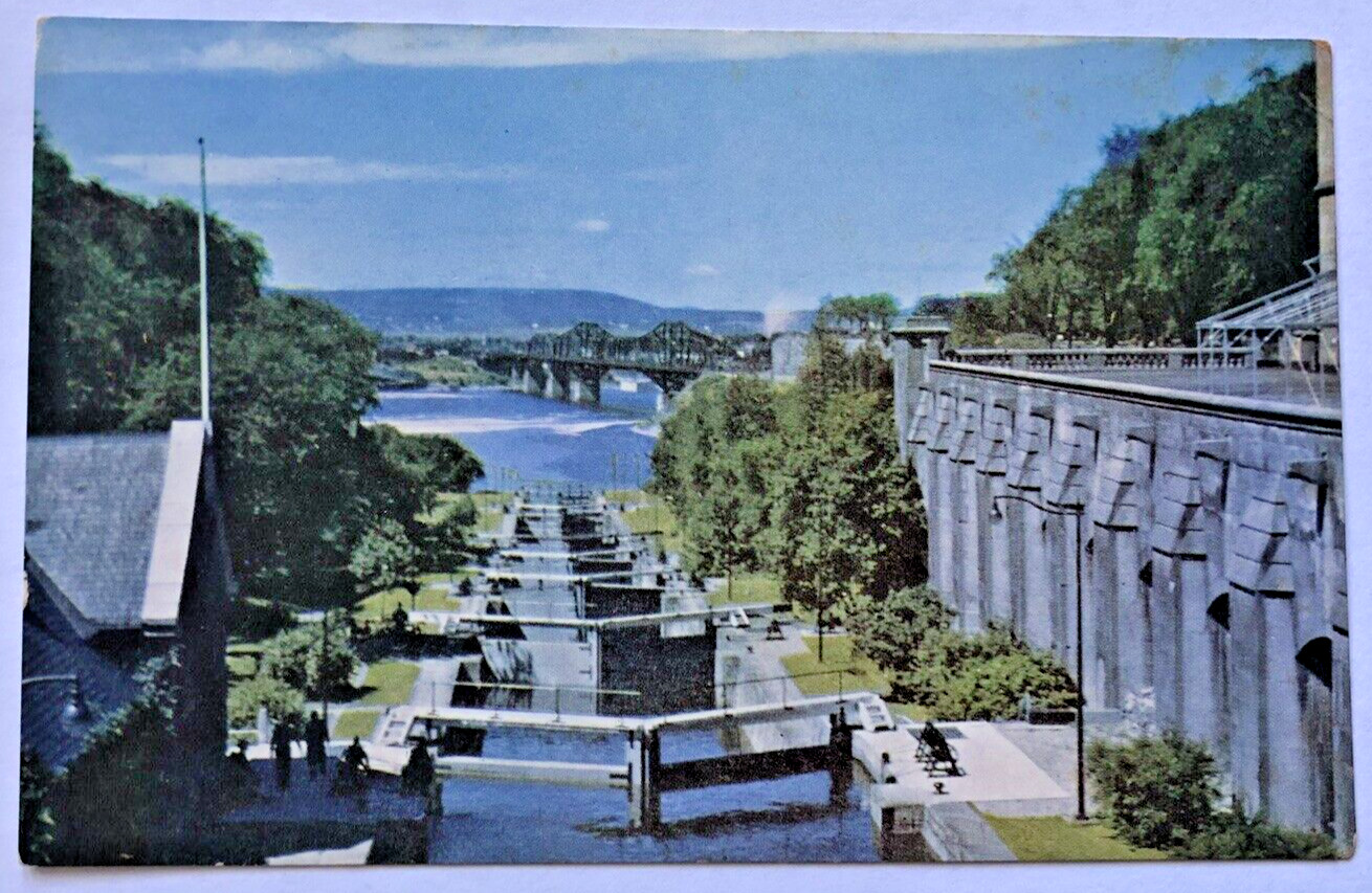 Rideau Canal Locks Royal Engineers Ottawa Ontario Canada Aerial View Postcard