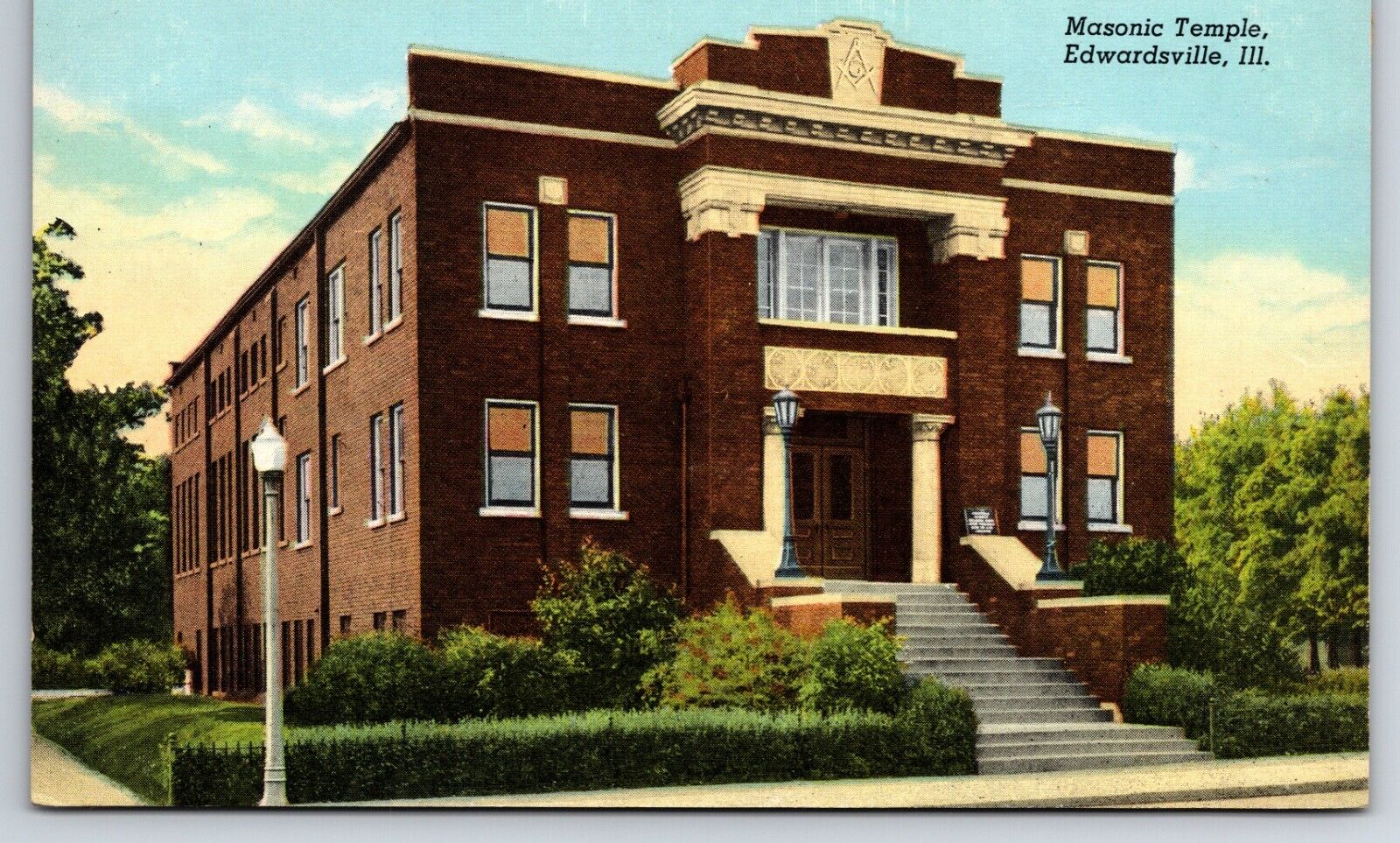 Masonic Temple 1939 Chicago Illinois IL CURT TEICH Linen Postcard