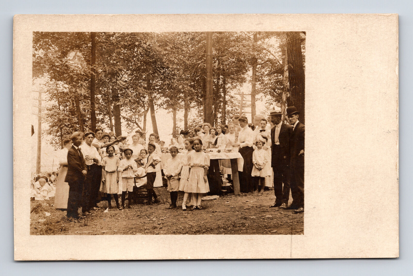 1900s RPPC Large Outdoor Picnic Men Women Children Postcard