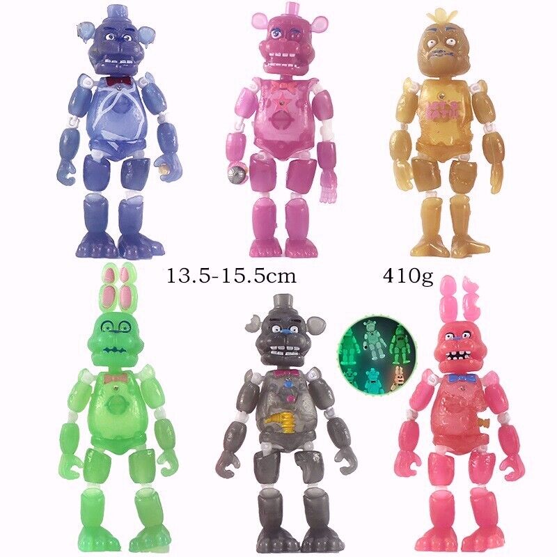 6pcs SET FNAF Five Nights At Freddy\'s Action Figure Toy Phosphoric 2024 6\'\' New