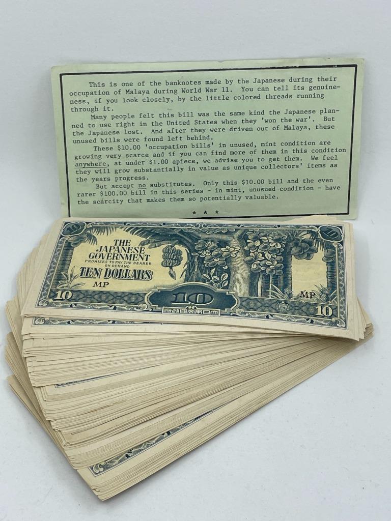 WWII  Japanese Government, Ten Dollar Banknote Lot, 126 pieces    D23.1