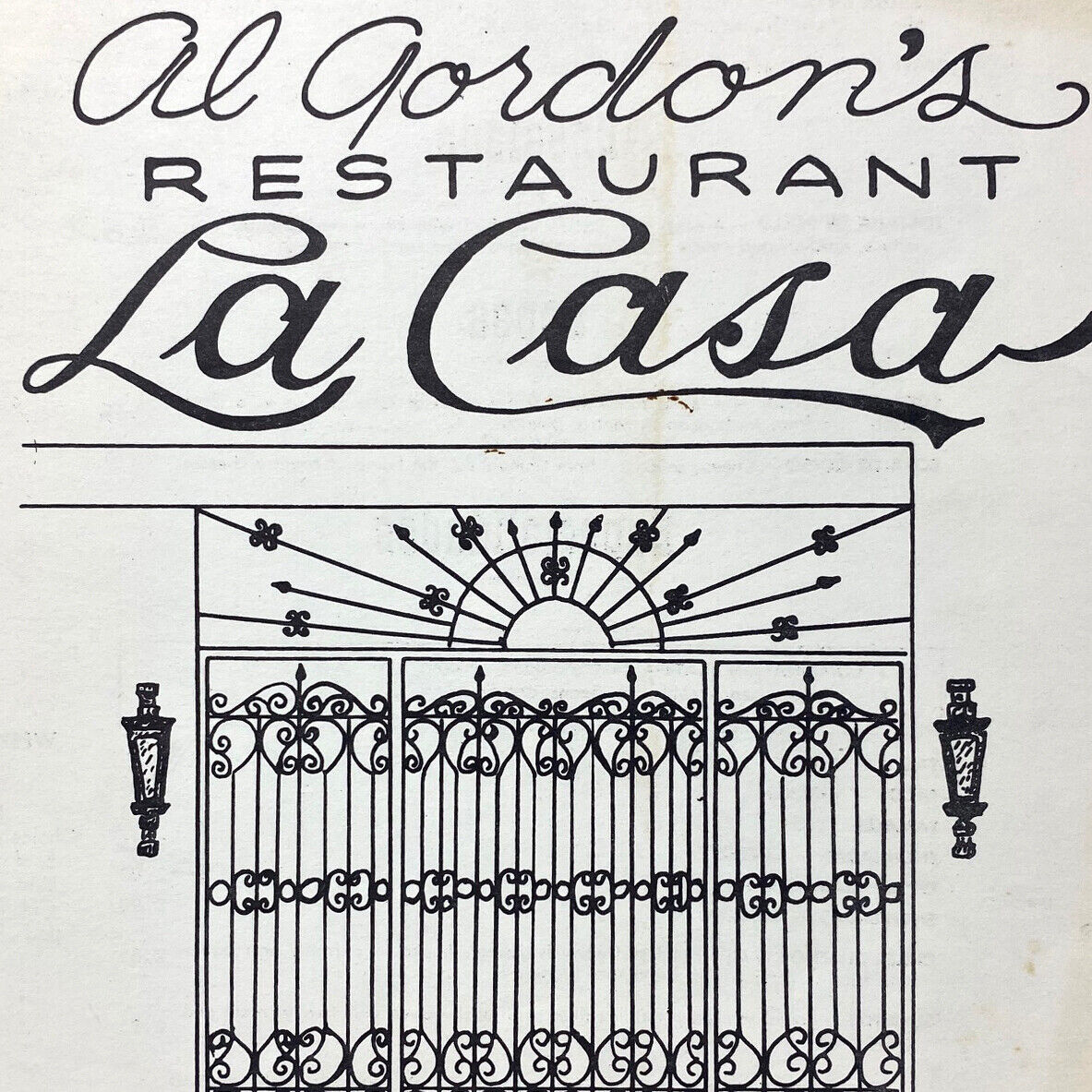 1960s Al Gordon\'s La Casa Mexican Restaurant Menu Sonoma Wine Country California