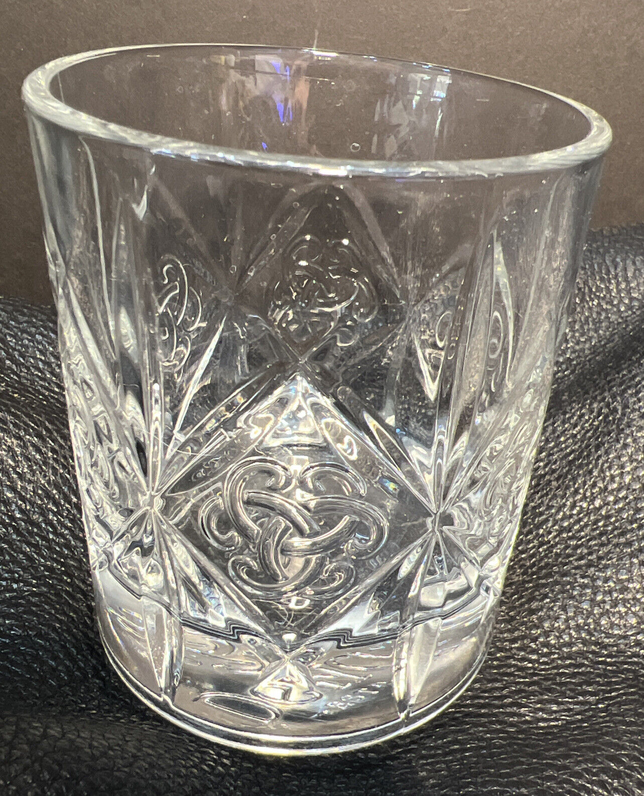 Dewar\'s Whiskey/Scotch Rocks Glass - Embossed Trefoil Celtic Truth Knot Set Of 4