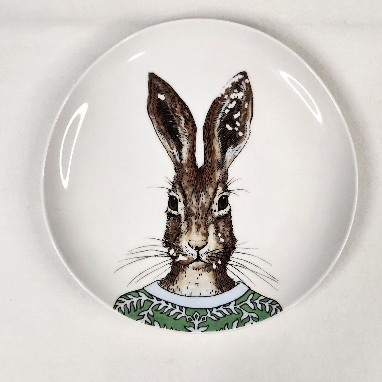 West Elm Rabbit White Glass Decorative Plate
