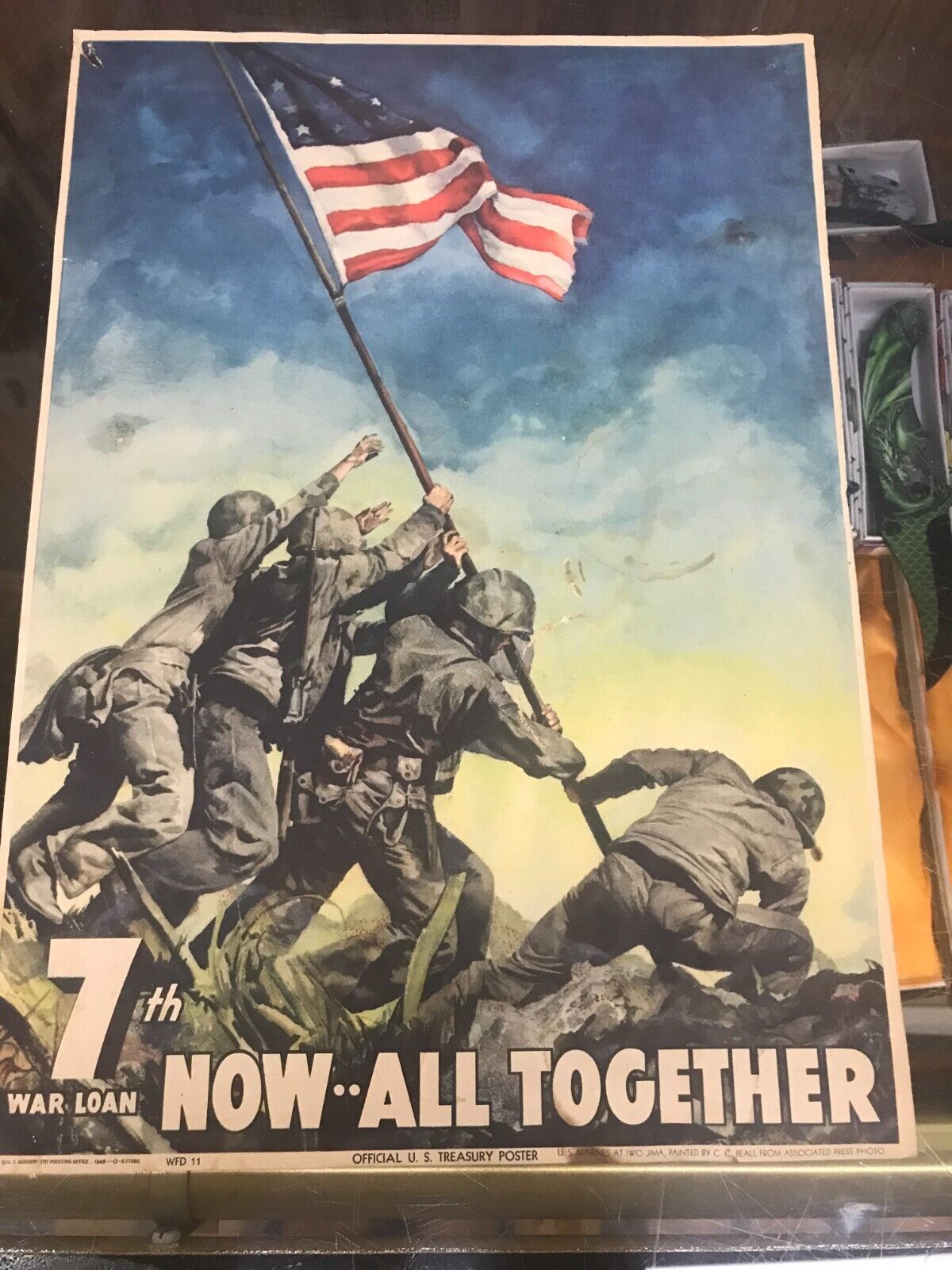 Original WWII Propaganda Poster 7th War Loan Now All Together CC Beall Soiling