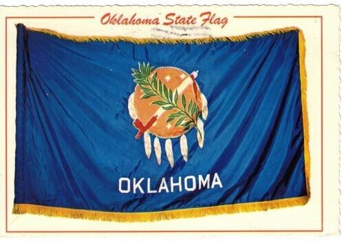 Oklahoma Vintage State Flag Postcard Osage Shield Posted