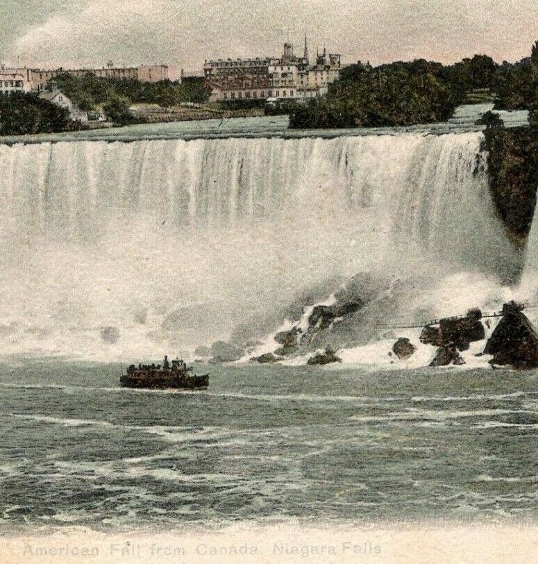 Postcard American Falls from Canada Boat Niagara Falls  New York  Antique