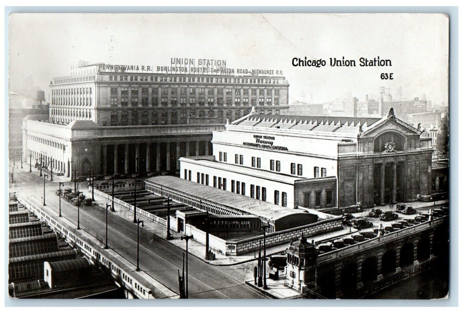 c1940's Union Station Bridge Scene Cars Chicago Illinois IL RPPC Photo Postcard