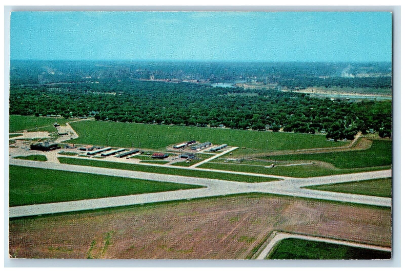 c1960s Airview Airport And City Scene Topeka Kansas KS Unposted Vintage Postcard