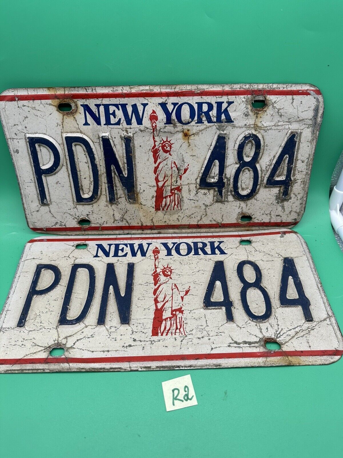 Vintage NEW YORK Statue of Liberty 1986-2000 License Plate PAIR - #PDN-484
