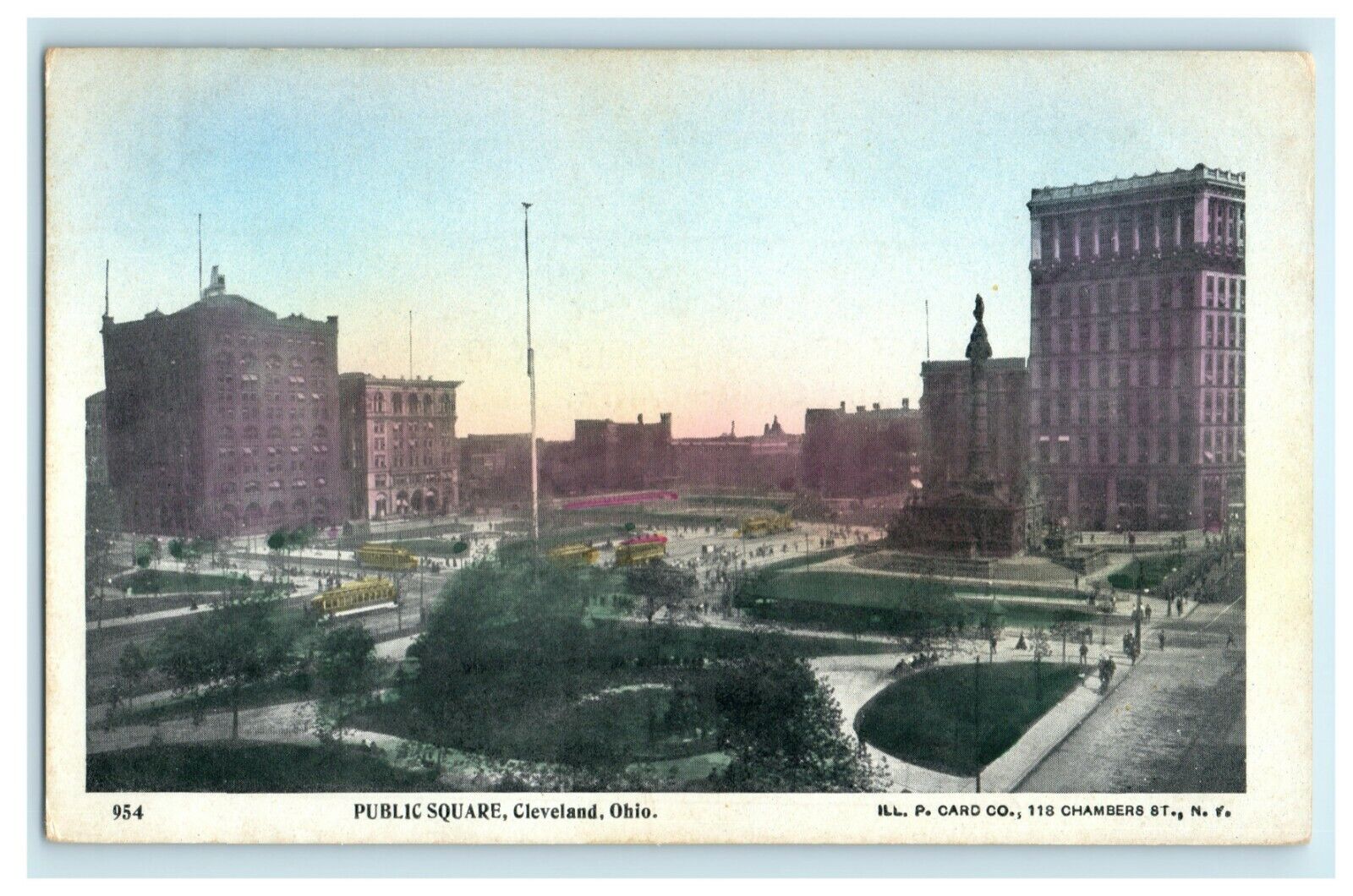 c1900 Public Square Cleveland Ohio OH Handcolored PMC Antique Postcard