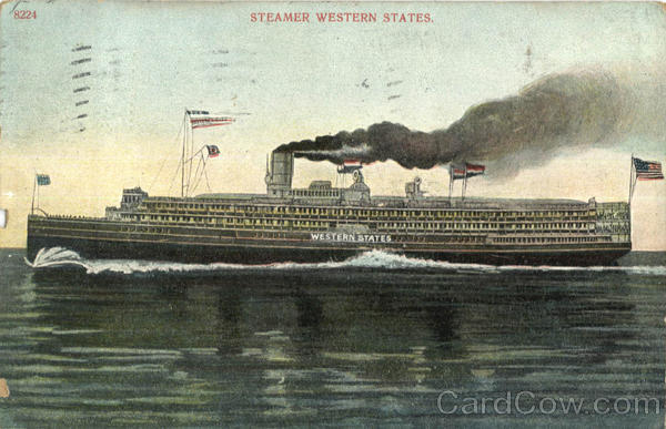 1907 Steamer Western States A.C. Bosselman & Co. Antique Postcard 1C stamp