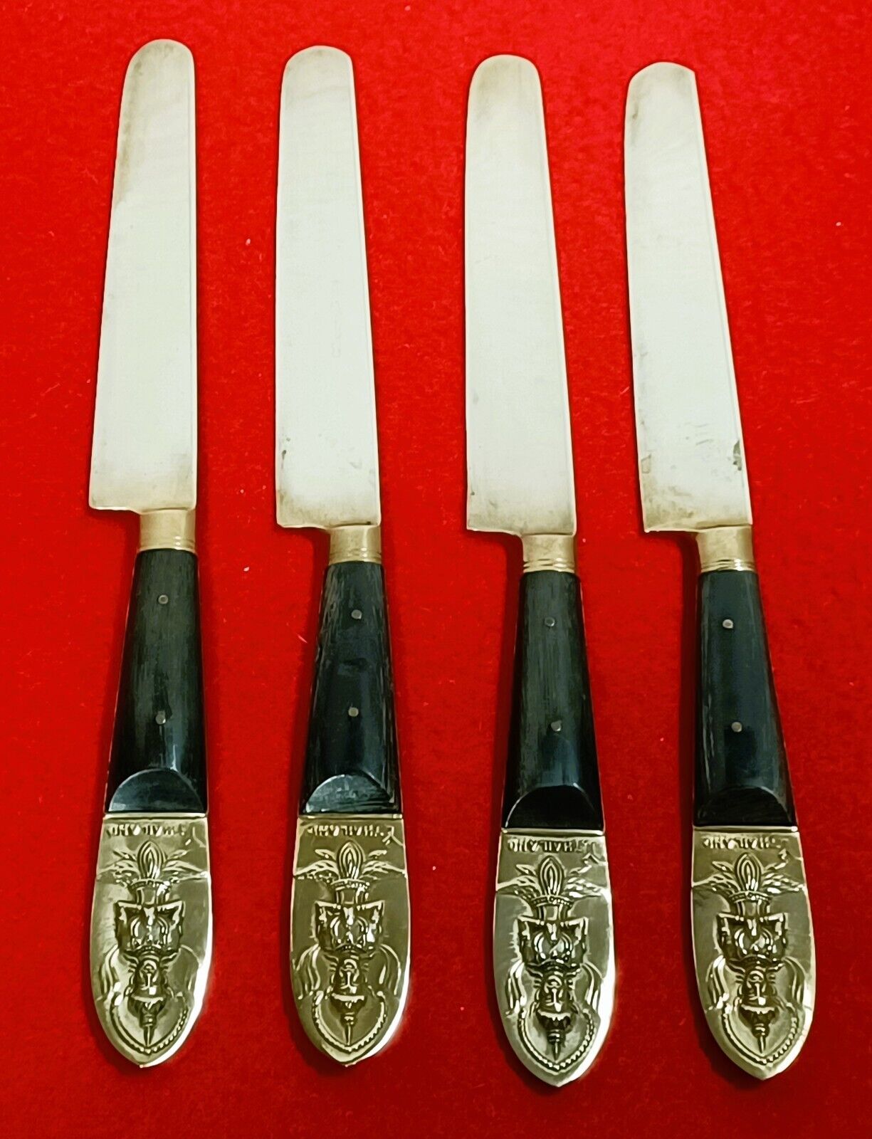 4 Siam Brass/Bronze Buddha Dinner Knives 8 3/4\