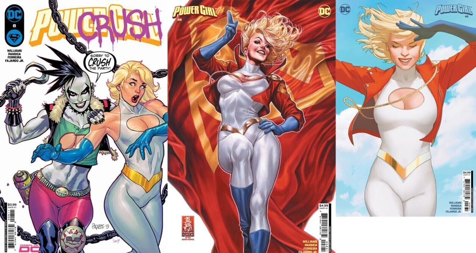 POWER GIRL #8 NM SET OF 3 COVERS A B C Paquette Brooks Forbes HOUSE OF BRAINIAC