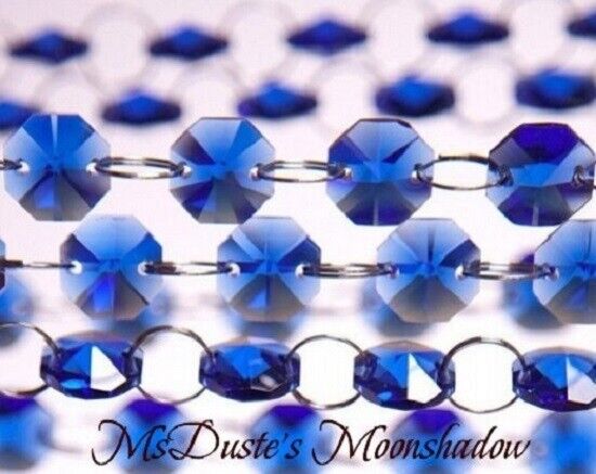 .SALE ~ LAST One~  Sapphire Crystal Cut Chain 14 mm w/Silver Ring Connectors