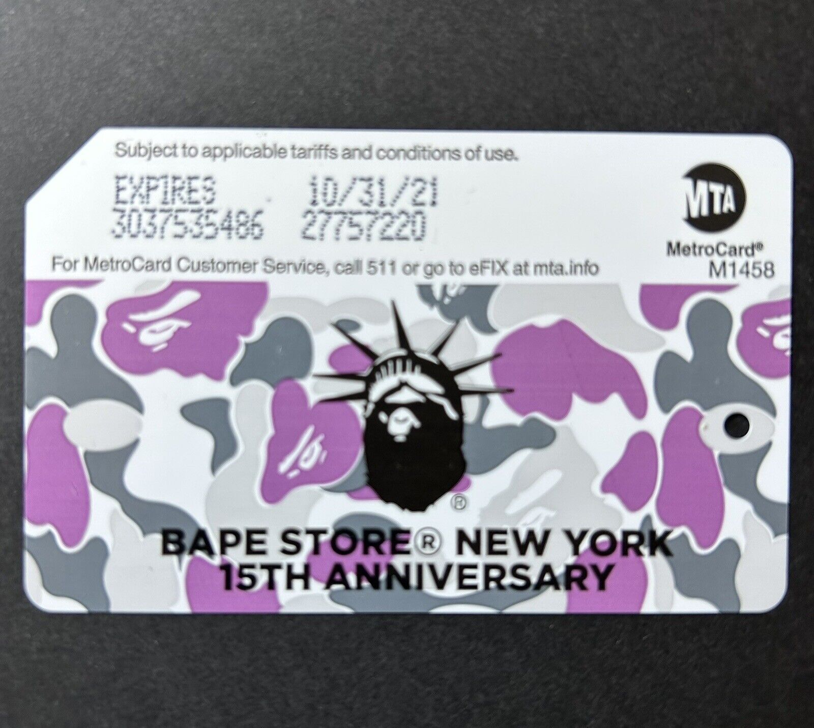 BAPE STORE Limited Edition MetroCard for Collectors Only