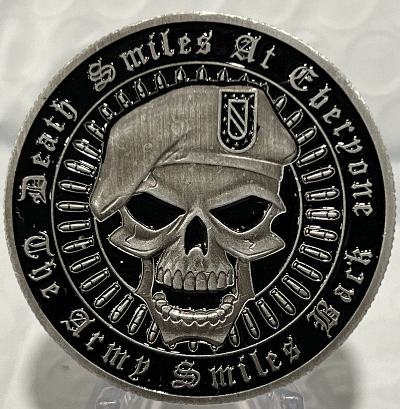 * US Army Challenge Coin Death Smiles at Everyone / The Army Smiles Back Coin