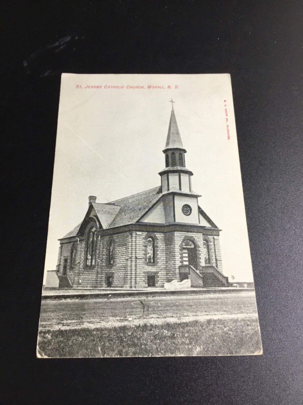 1908 Mohall, ND Postcard - St Jerome Catholic Church 1084