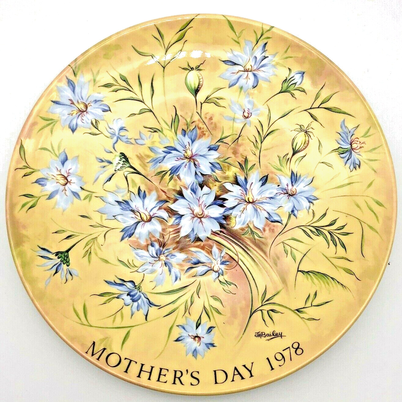 Mother\'s Day Vintage Staffordshire Plate Hand Crafted Crown Love in a Mist 6th