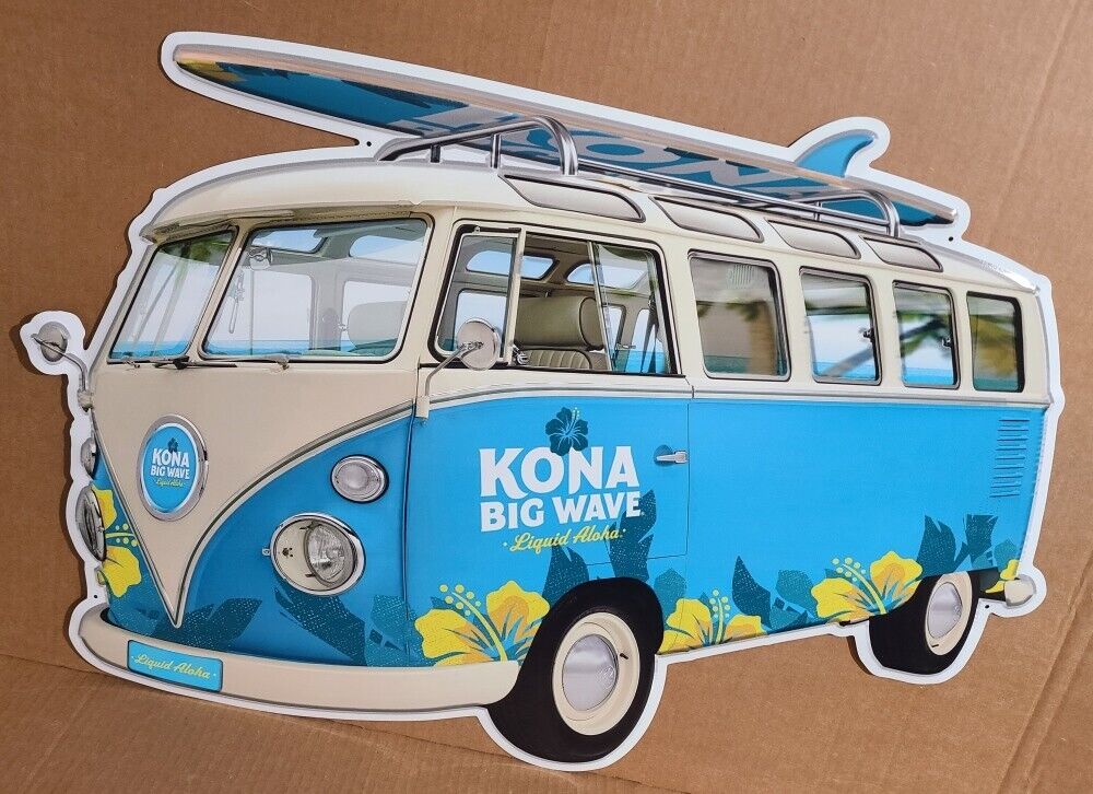 NEW Kona Big Wave Liquid Aloha Beer Hawaii VW Bus Tin Tacker Metal Sign
