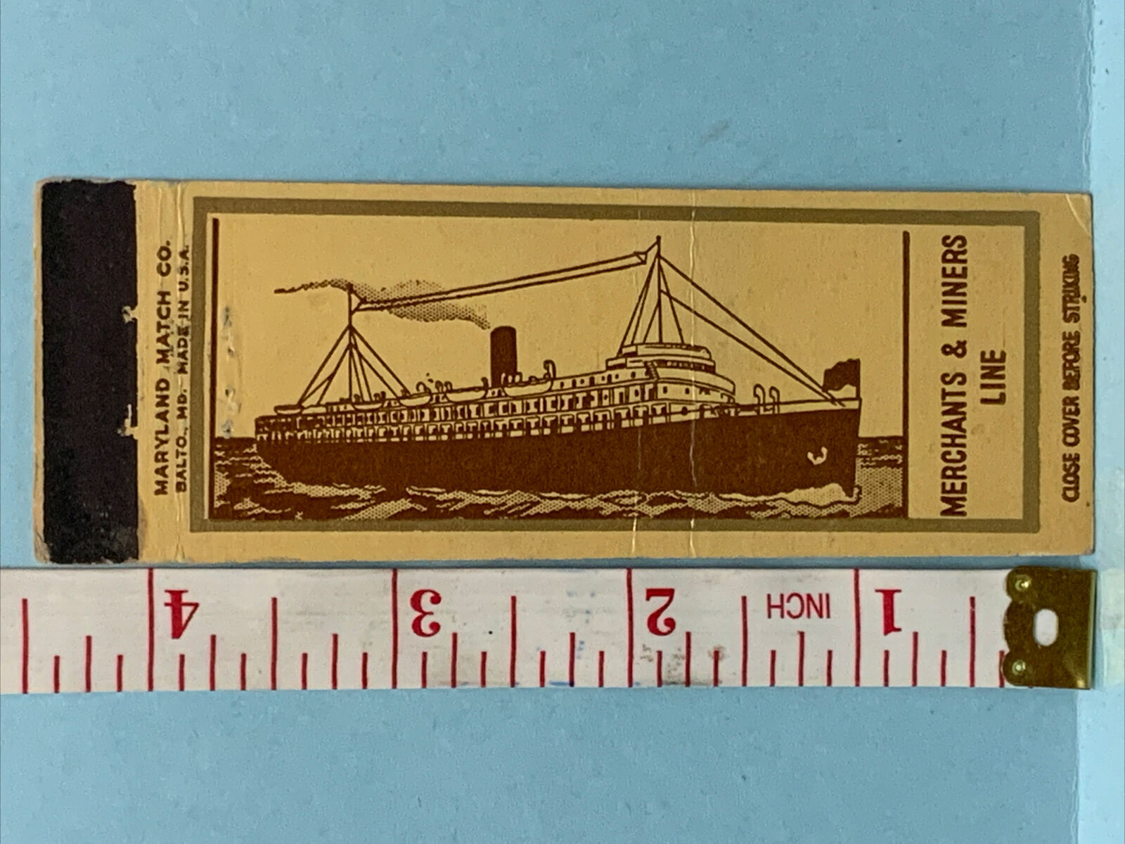 Front Strike Matchbook Cover Merchants & Miners Line 1852 - 1952   gmg