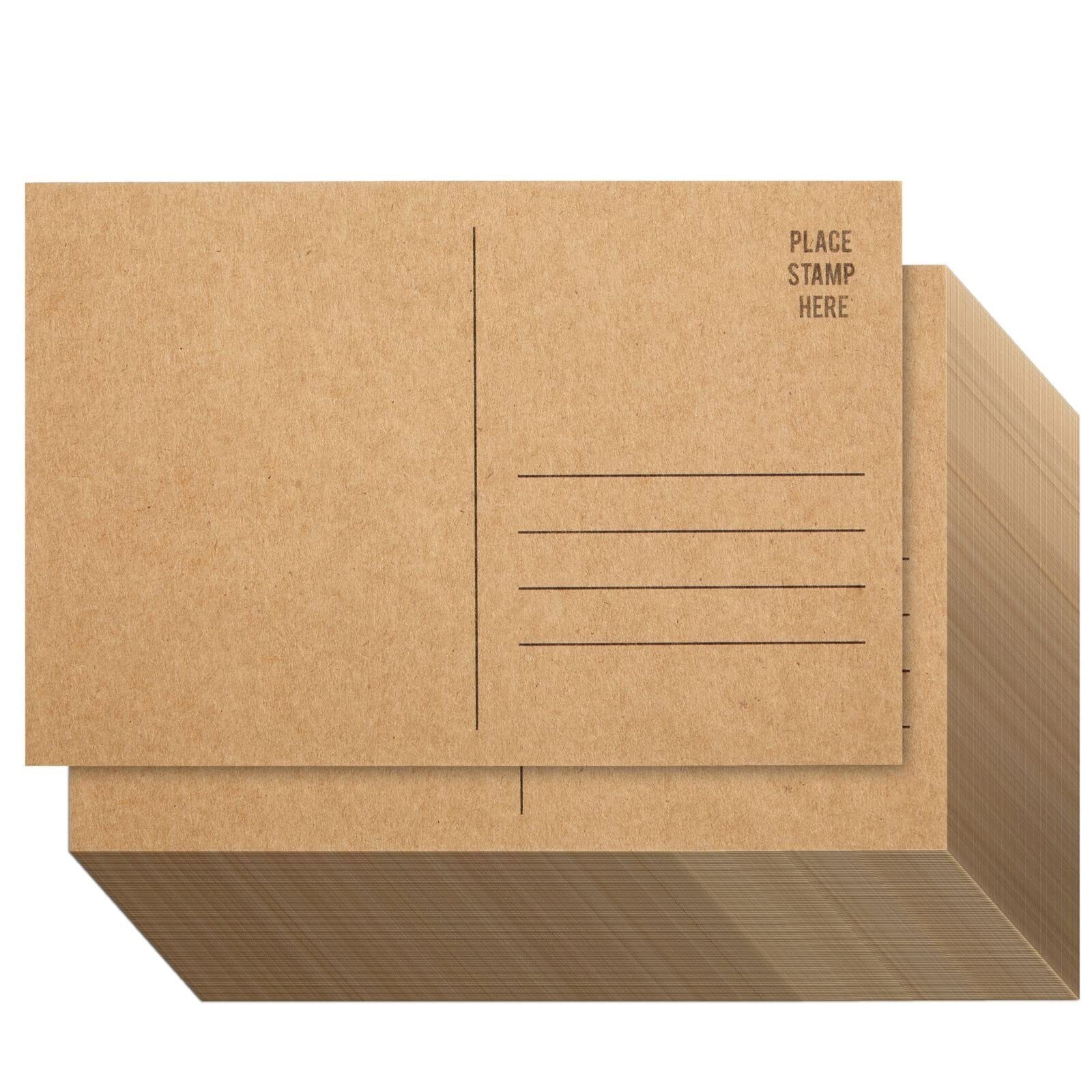 100 Pack Bulk Kraft Paper Blank Postcards for Mailing, Wedding, DIY Arts and ...
