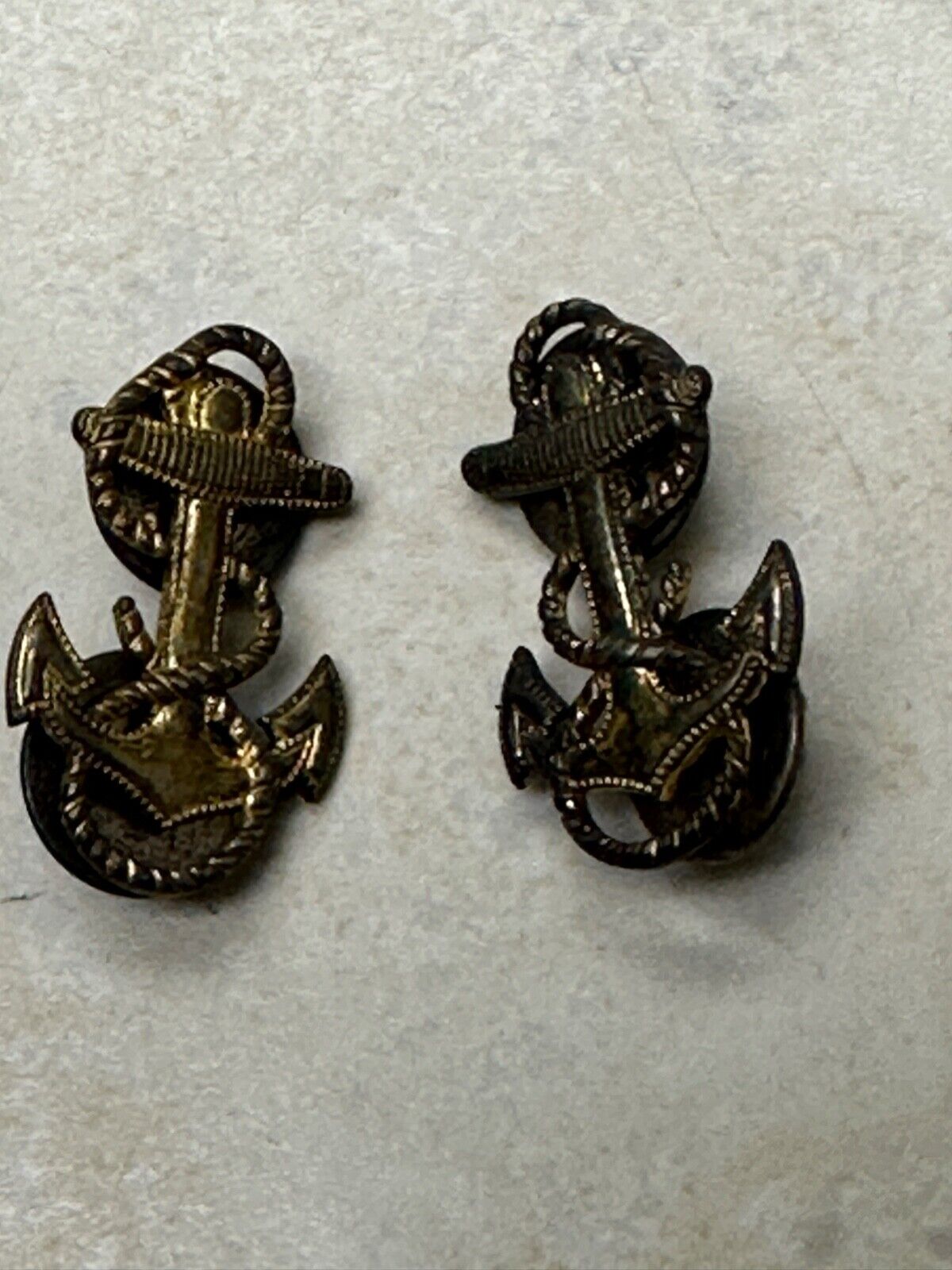 Pair of US Navy Aviation Cadet Sterling Collar Pins W/Sterling Clutchbacks
