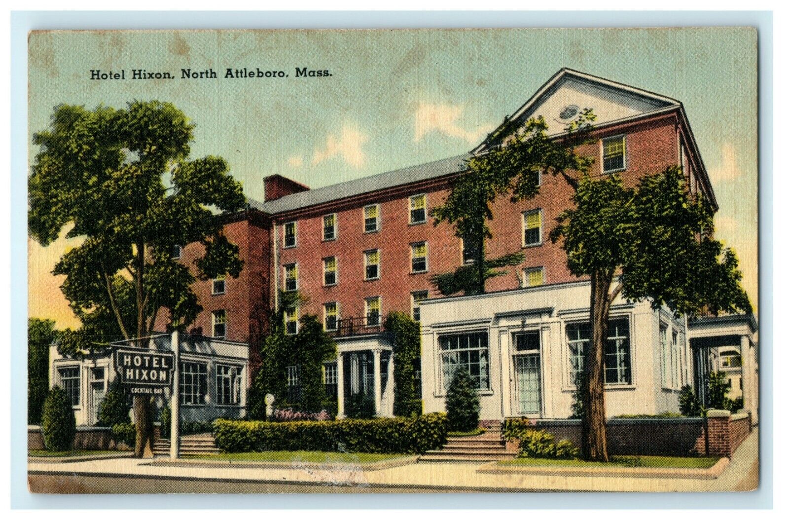 Hotel Hixon North Attleboro Massachusetts MA Advertising Postcard 