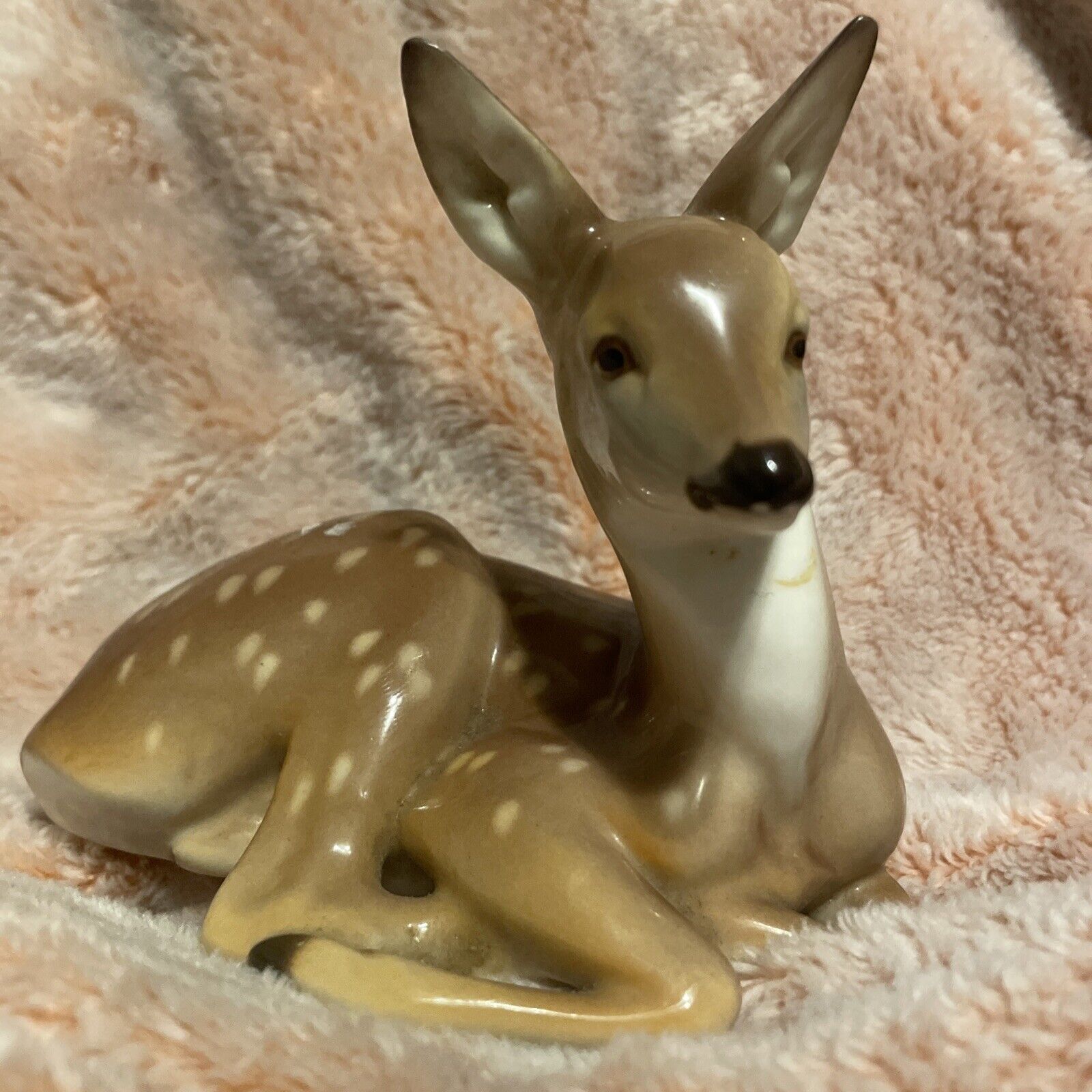 Nymphenburg Fine Porcelain Young Fawn Deer  Figure Germany Vintage Signed RB