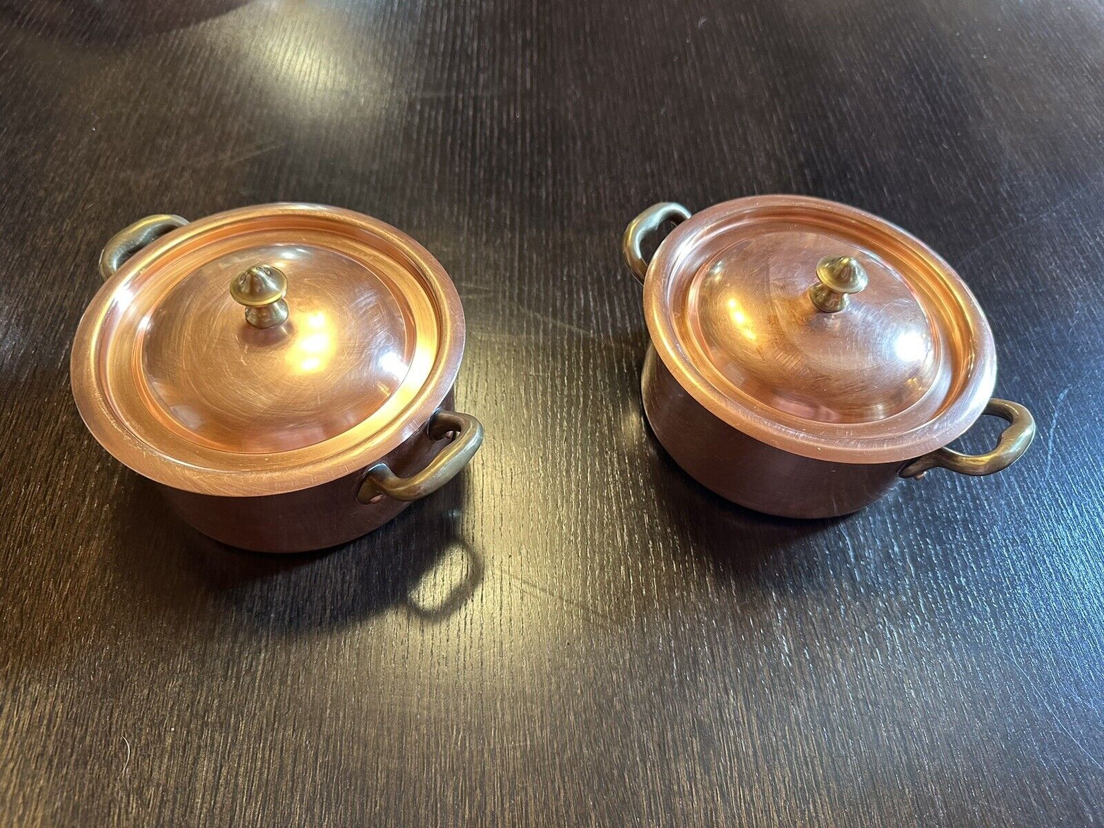 Pair Of Vintage French Copper Pots / Pans/ Cocottes