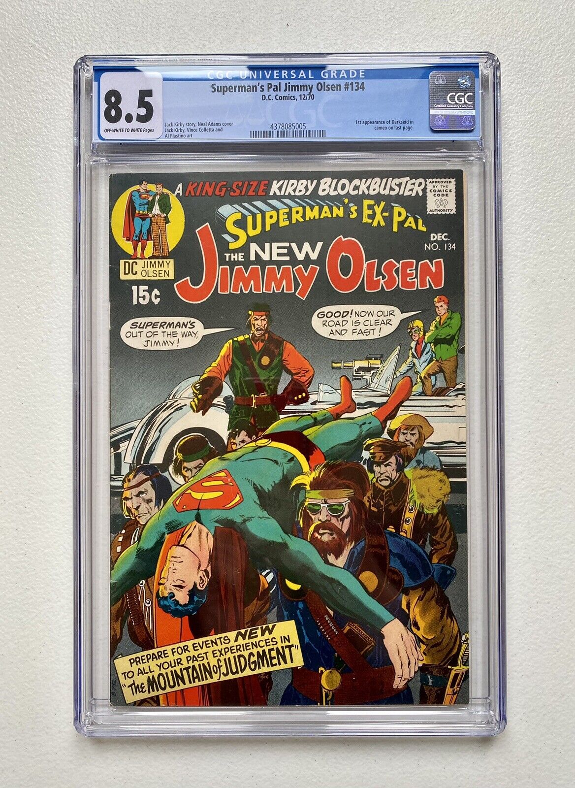 JIMMY OLSEN - 134 (1970) - CGC 8.5 - 1st app.of Darkseid - OW to W Pages