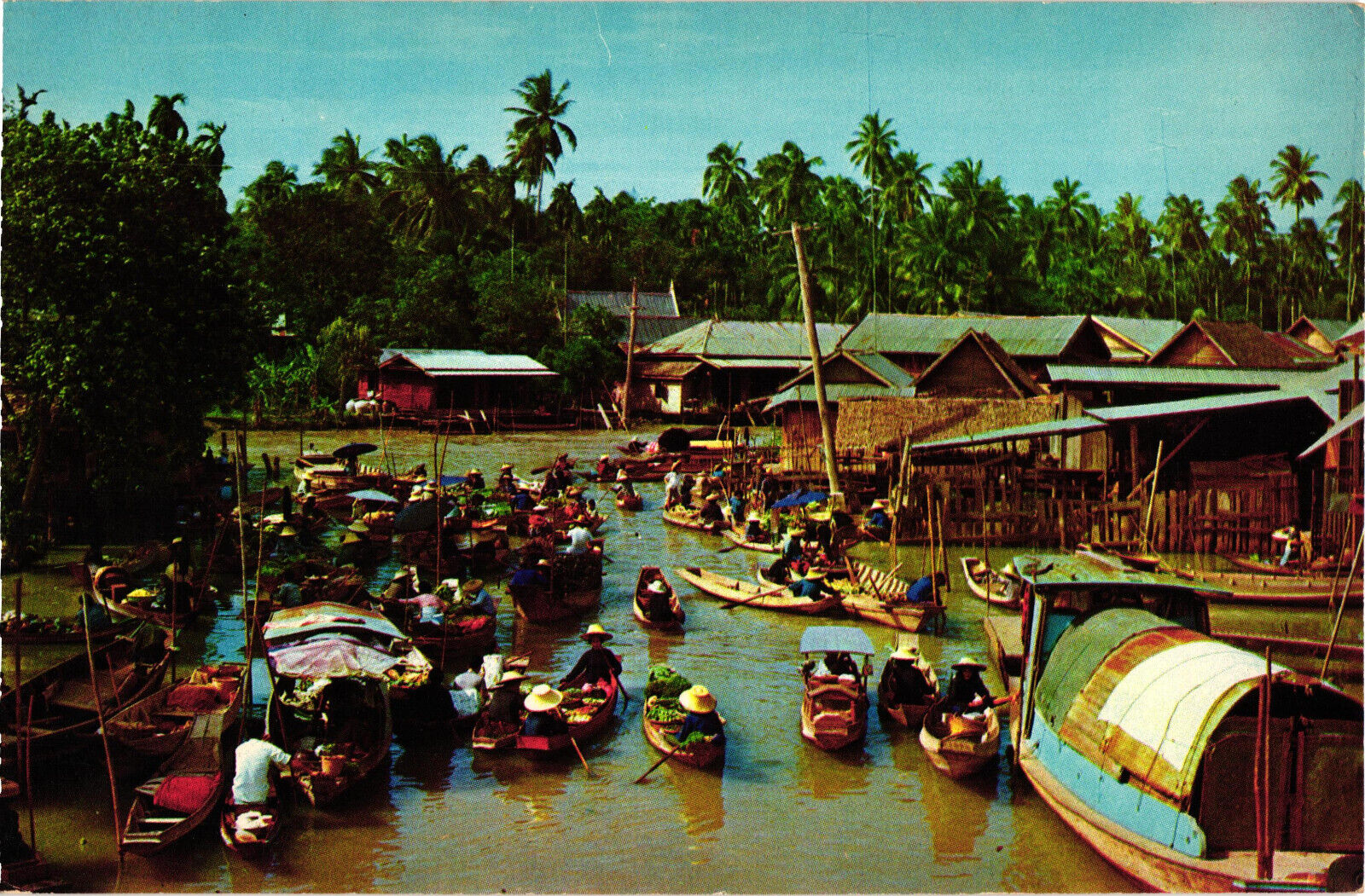 Floating Market - Thailand Postcard Unposted PHORN THIP