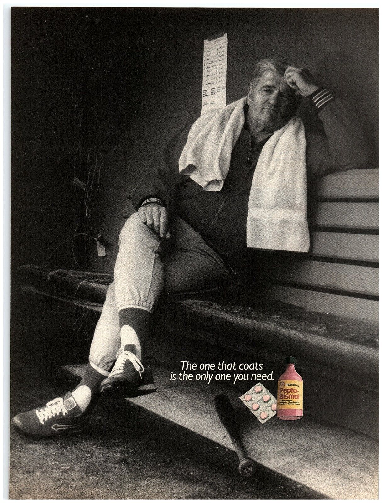 1987 Pepto-Bismol Print Ad, Whitey Herzog Baseball Manager Skipper After Loss