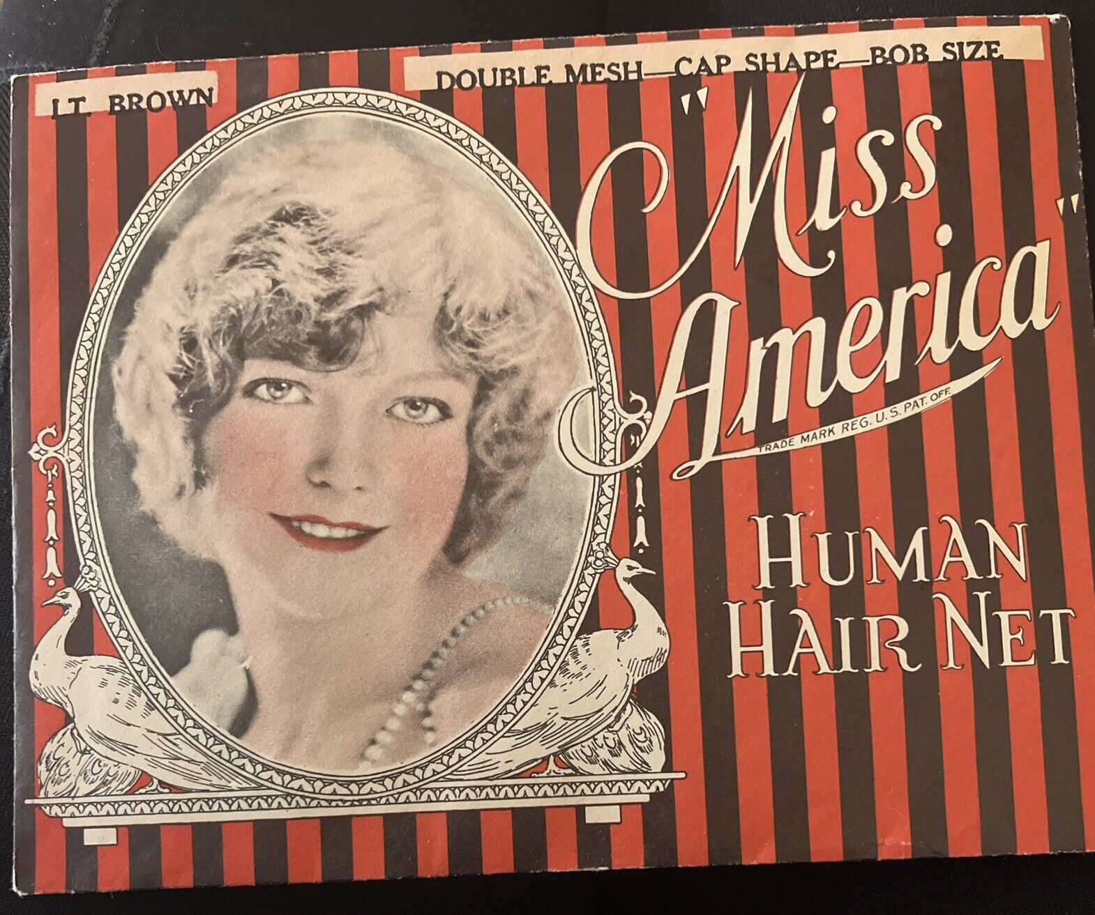 1928 Miss America Human Hair Net Envelope H A. Loeb & Co. Old Store Stock