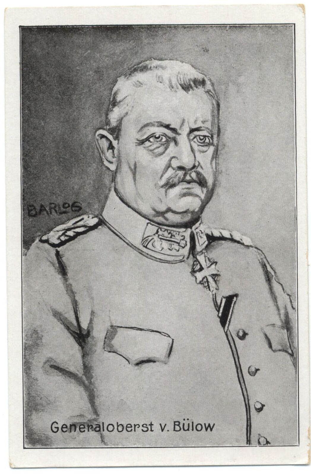 WWI General Field Marshal karl von Bulow ~ artist portrait signed Barlos?