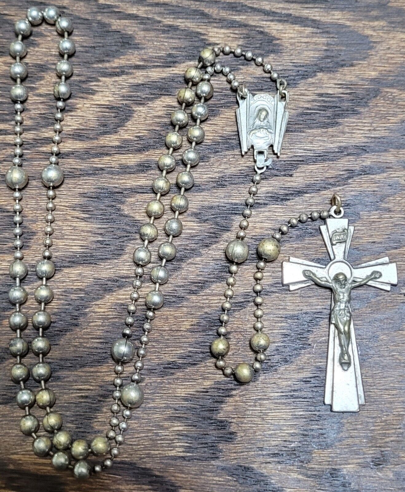 Antique Vintage WW2 Military Pull Chain Rosary Religious Crucifix Catholic Lot F