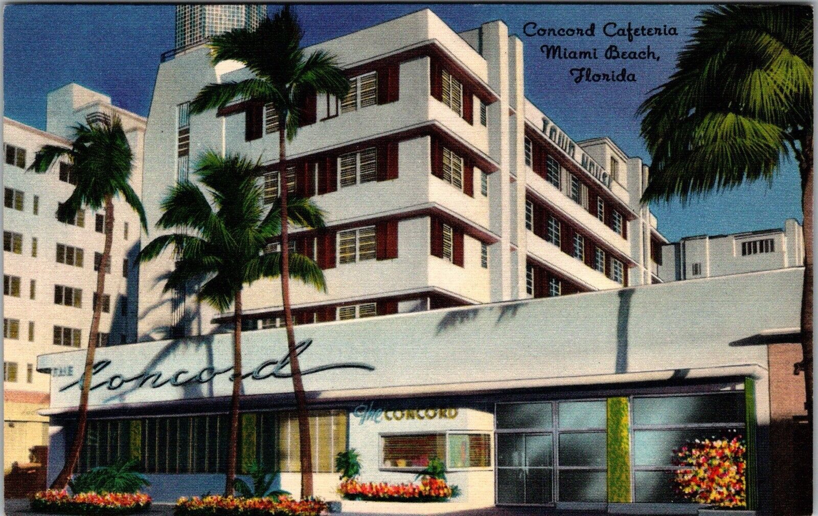 Vintage Postcard Concord Cafeteria Miami Beach Florida Linen JC18