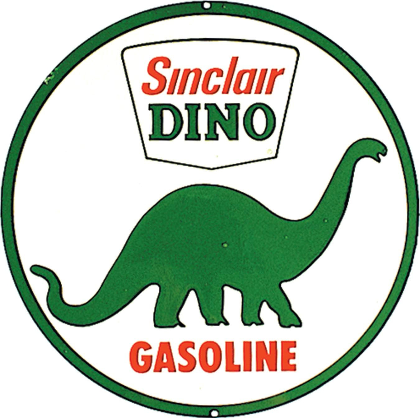 Sinclair Dino Gasoline Aluminum Sign with Embossed Edge - Nostalgic Vintage Meta
