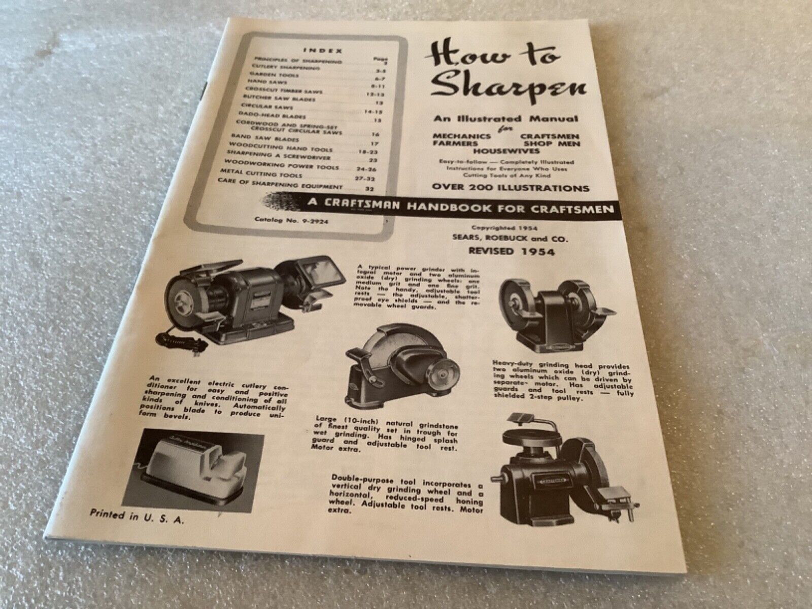 1954 HOW TO SHARPEN An Illustrated Manual Craftsman Handbook For Craftsmen Sears