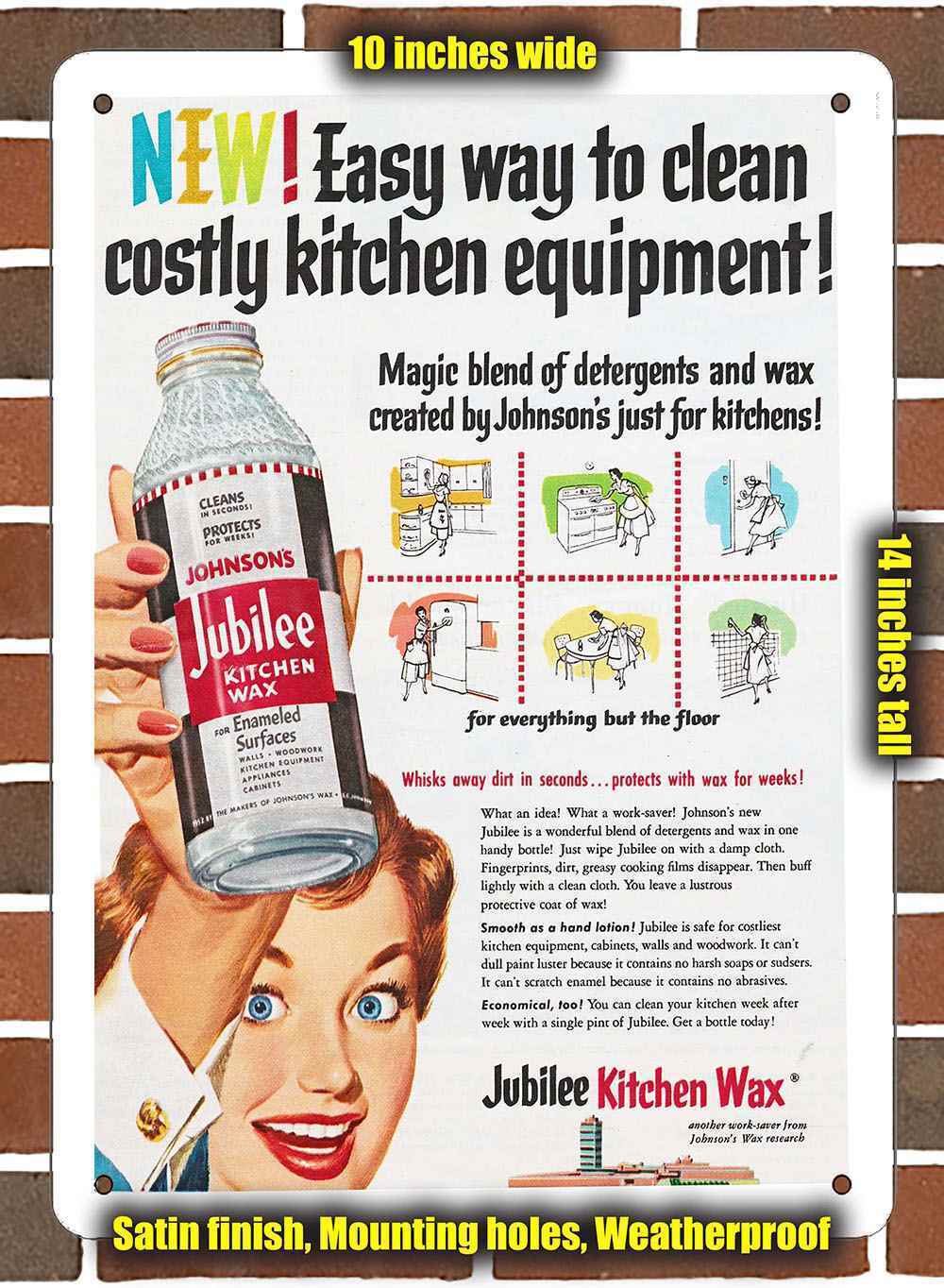 Metal Sign - 1953 Johnson Jubilee Kitchen Wax- 10x14 inches