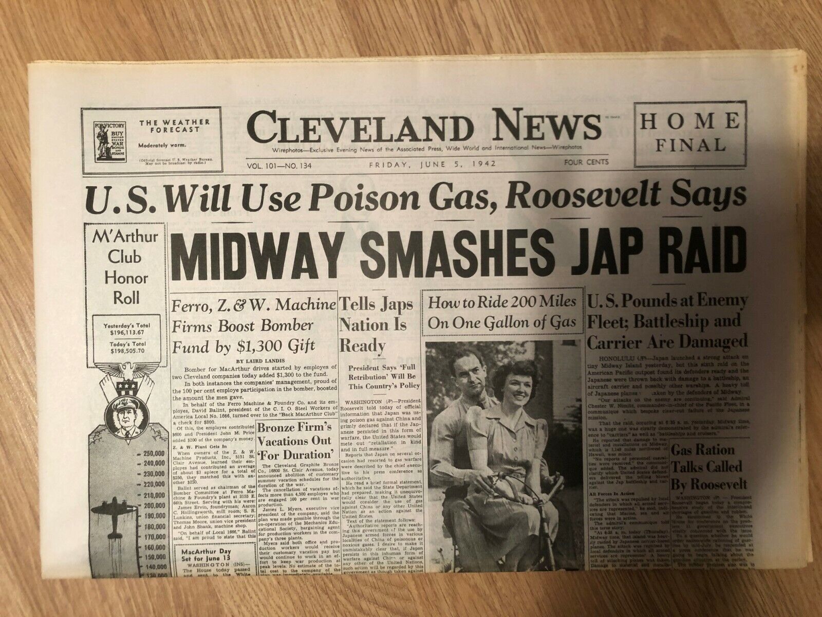 19420605 Cleveland News 06/05/1942 Battle of Midway